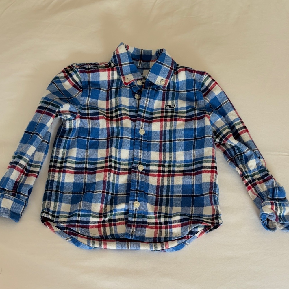 Vineyard Vines Blue, White & Red Plaid Button-Down Shirt for Kids